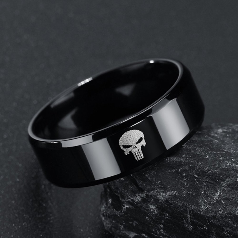 men black skull print ring - Picture 1 of 2
